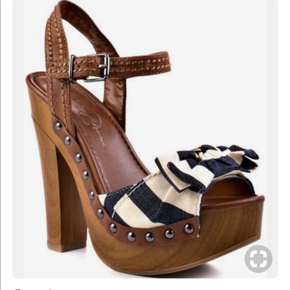 New Jessica Simpson Navy Striped platform sandal